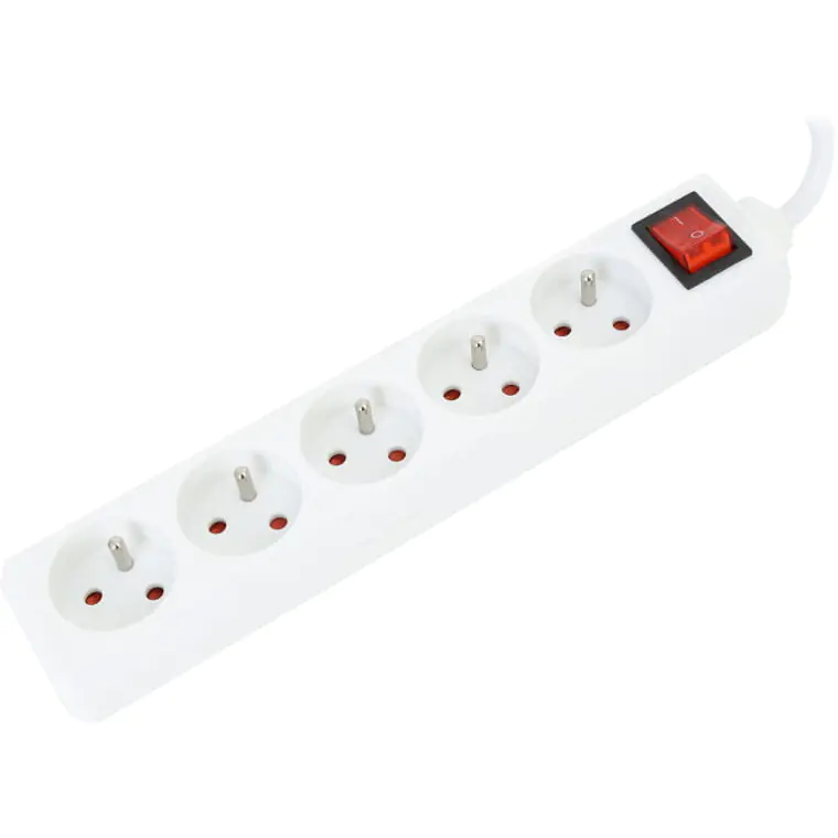 ⁨OMEGA POWER STRIP 1,5M 16A 5 SOCKETS TYPE E FRENCH WHITE[41342]⁩ at Wasserman.eu
