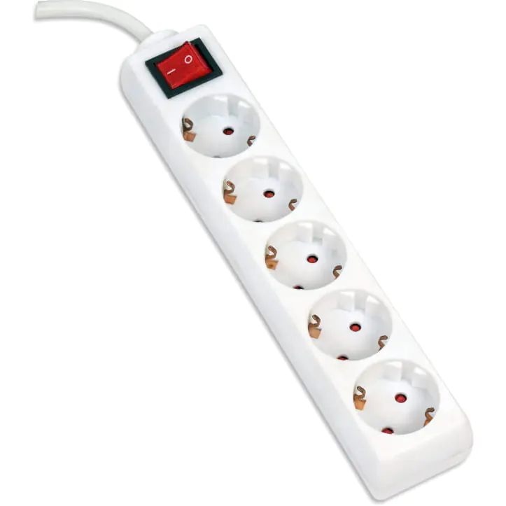 ⁨OMEGA POWER STRIP 1,5M 16A 5 SOCKETS TYPE F SCHUKO GERMAN WHITE [43702]⁩ at Wasserman.eu