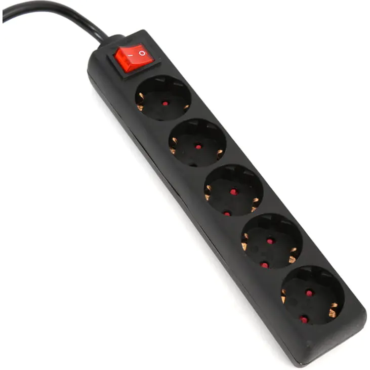 ⁨OMEGA POWER STRIP 5M 16A 5 SOCKETS TYPE SCHUKO GERMAN BLACK[43700]⁩ at Wasserman.eu