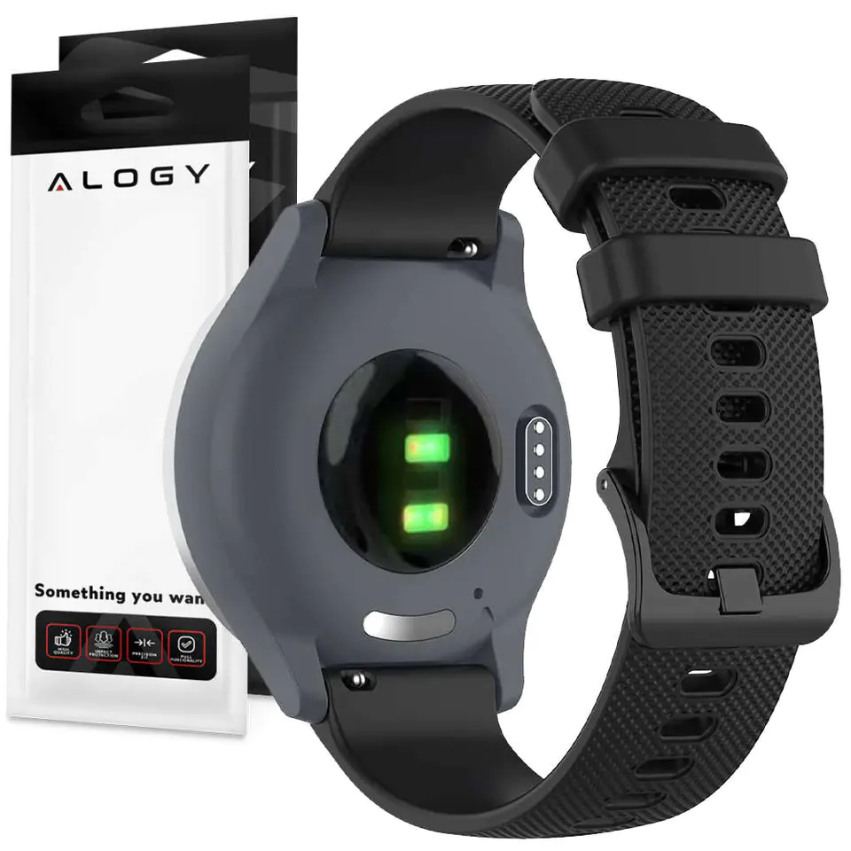 ⁨Pasek uniwersalny Alogy Strap z klamrą do smartwatcha 18mm Black⁩ w sklepie Wasserman.eu