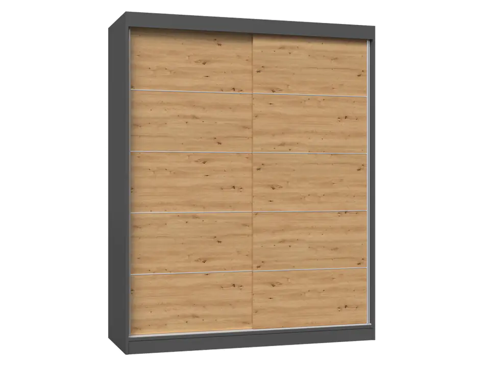 ⁨WARDROBE IGA 160 - ANTHRACITE ARTISAN OAK WITH MUNTIN BARS⁩ at Wasserman.eu