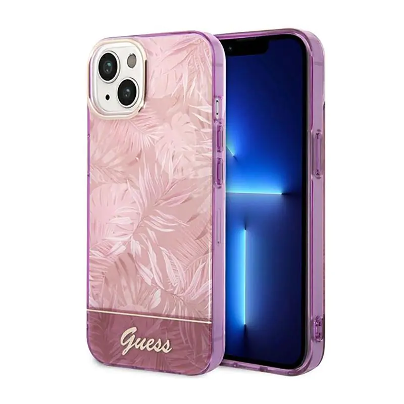 ⁨Guess Jungle Case – Etui iPhone 14 Plus (Różowy)⁩ w sklepie Wasserman.eu