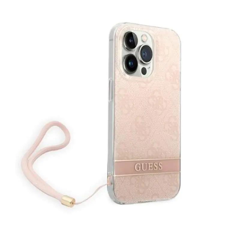 ⁨Guess 4G Print Cord - iPhone 14 Pro Bow Case (Pink)⁩ at Wasserman.eu