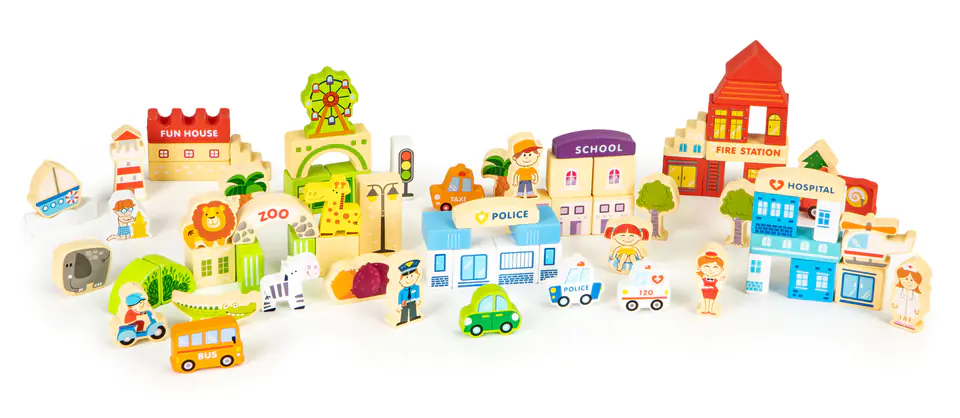 ⁨Wooden educational blocks city zoo 120 el.⁩ at Wasserman.eu