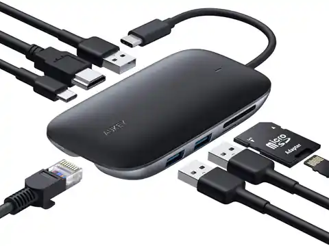 ⁨CB-C71 aluminium HUB USB-C | 8in1 | RJ45 Ethernet 10/100/1000Mbps | 3xUSB 3.1 | HDMI 4k@30Hz | SD & microSD | USB-C Power Delivery 100W⁩ at Wasserman.eu
