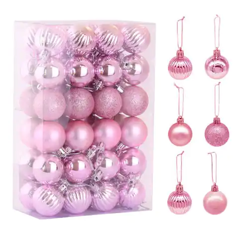 ⁨Christmas balls - pink (mix) 1op.-48pcs⁩ at Wasserman.eu