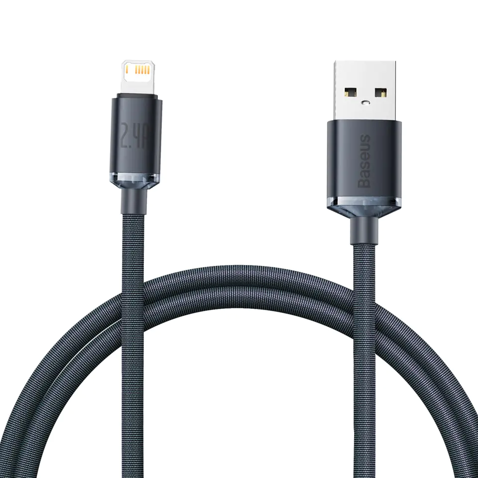 ⁨USB cable for Lightning Baseus Crystal Shine, 2.4A, 1.2m (black)⁩ at Wasserman.eu