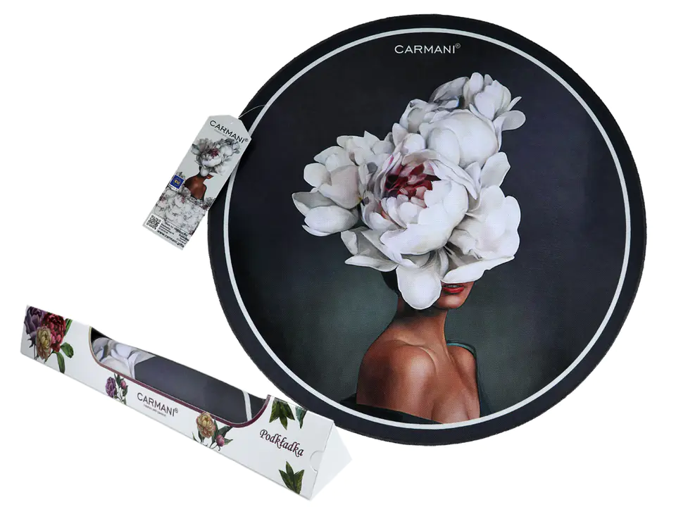 ⁨Podkładka na stół okrągła - L. Lozano, Kwiaty na głowie (CARMANI)⁩ w sklepie Wasserman.eu