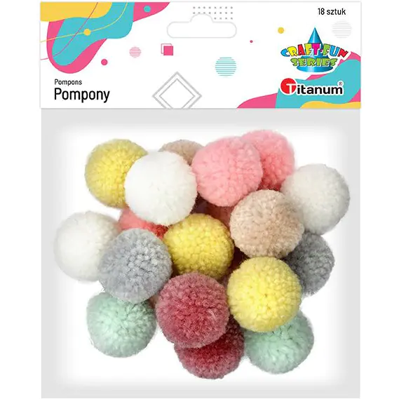 ⁨Pastel pompons mix 18 pcs. 412939 TITANUM⁩ at Wasserman.eu