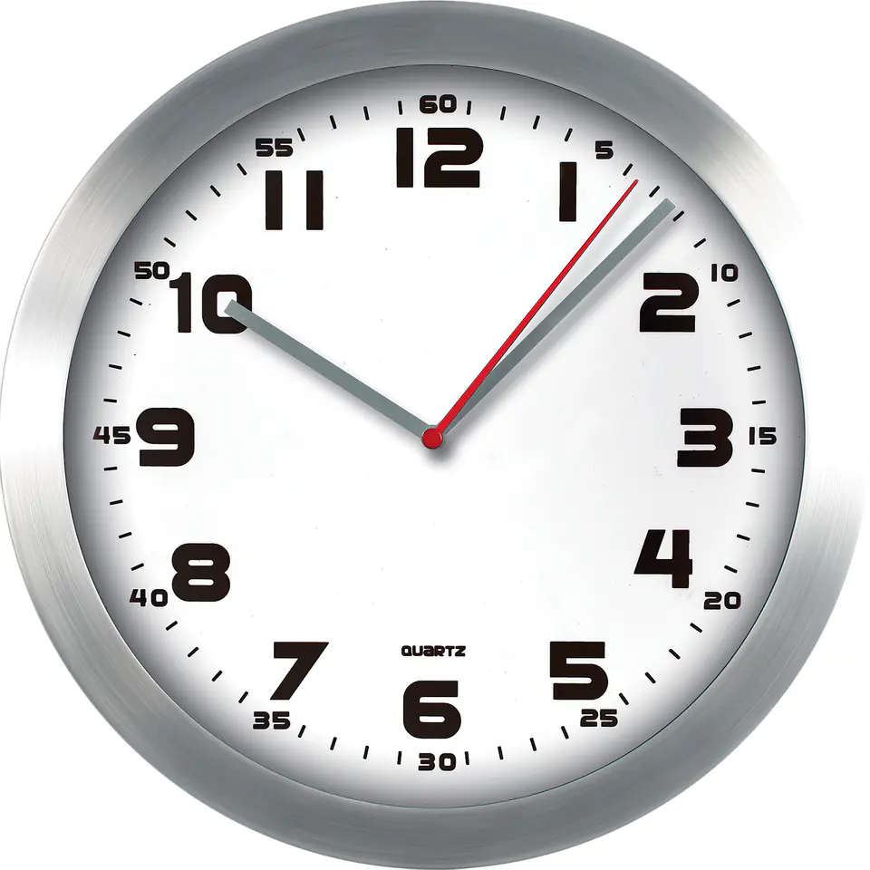 ⁨Wall clock aluminium, 29,5cm silver with white dial E01.2482 MPM⁩ at Wasserman.eu