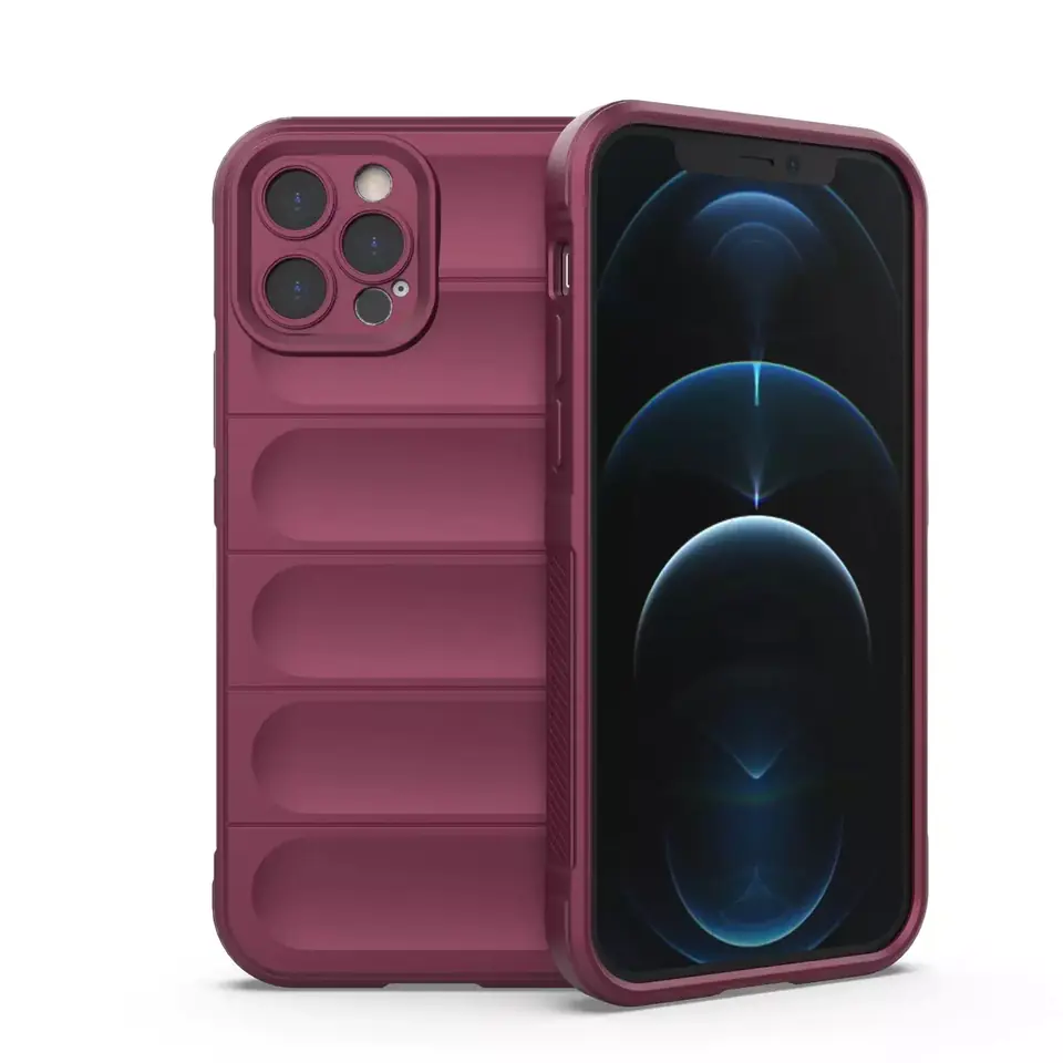 ⁨Magic Shield Case Case for iPhone 12 Pro Elastic Armored Burgundy Case⁩ at Wasserman.eu