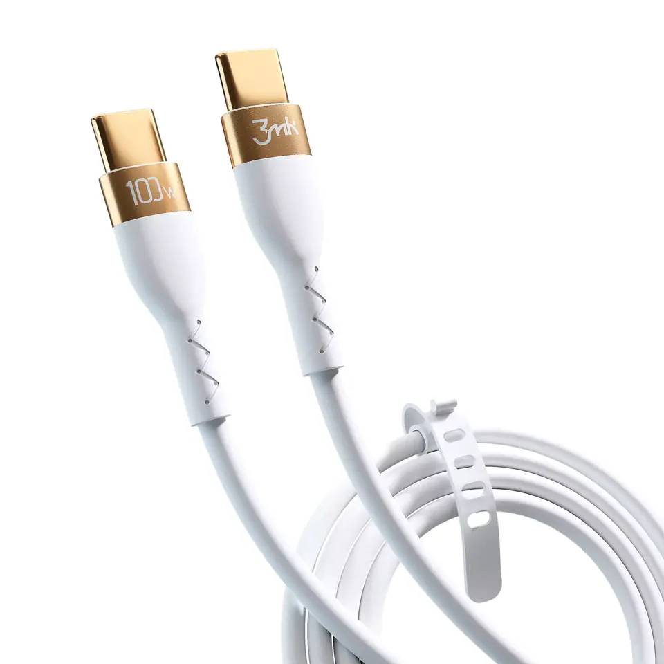⁨Accessories - 3mk Hyper Silicone Cable C to C 2m 100w White⁩ at Wasserman.eu