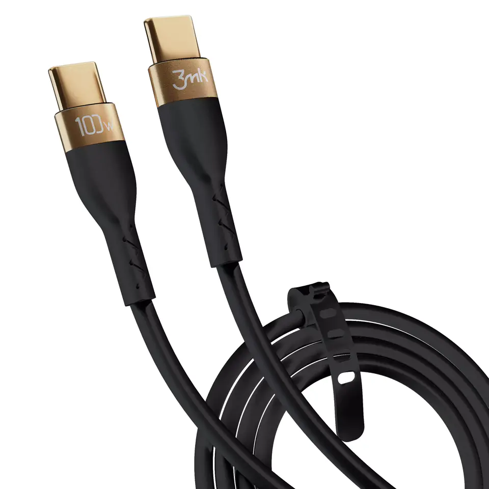 ⁨Accessories - 3mk Hyper Silicone Cable C to C 2m 100w Black⁩ at Wasserman.eu