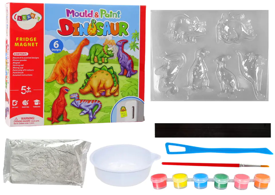 ⁨DIY Painting Kit Dinosaurs Gypsum Magnets⁩ at Wasserman.eu