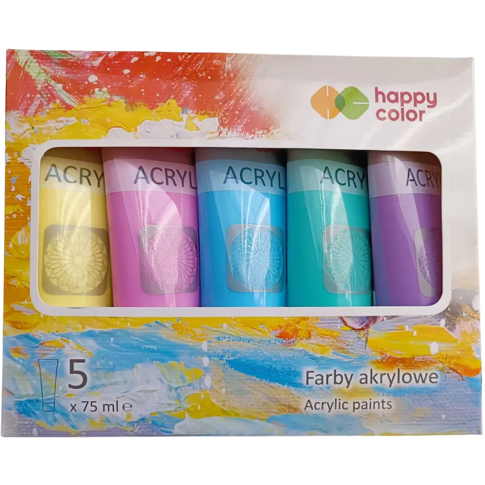 ⁨Farba akrylowa 5 kol. x 75ml mix pastelowy HA 7370 0075-MIXPas Happy Color⁩ w sklepie Wasserman.eu