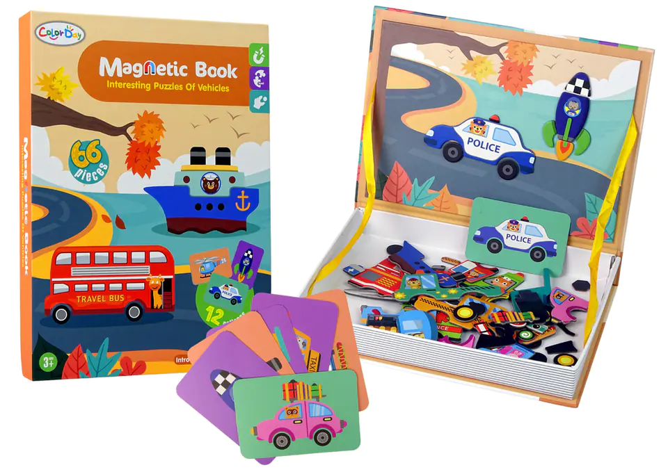 ⁨Magnetic puzzle book vehicles cards helicopter police⁩ at Wasserman.eu