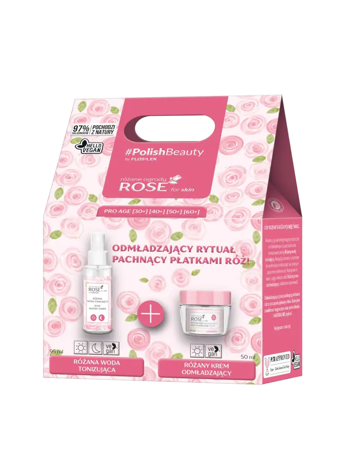 ⁨Floslek Zestaw ROSE for skin (Krem odmładzający 50ml + Woda tonizująca 95ml)⁩ w sklepie Wasserman.eu