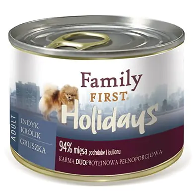 ⁨FAMILY FIRST Small Turkey, rabbit, pear - Wet dog food - 200 g⁩ at Wasserman.eu