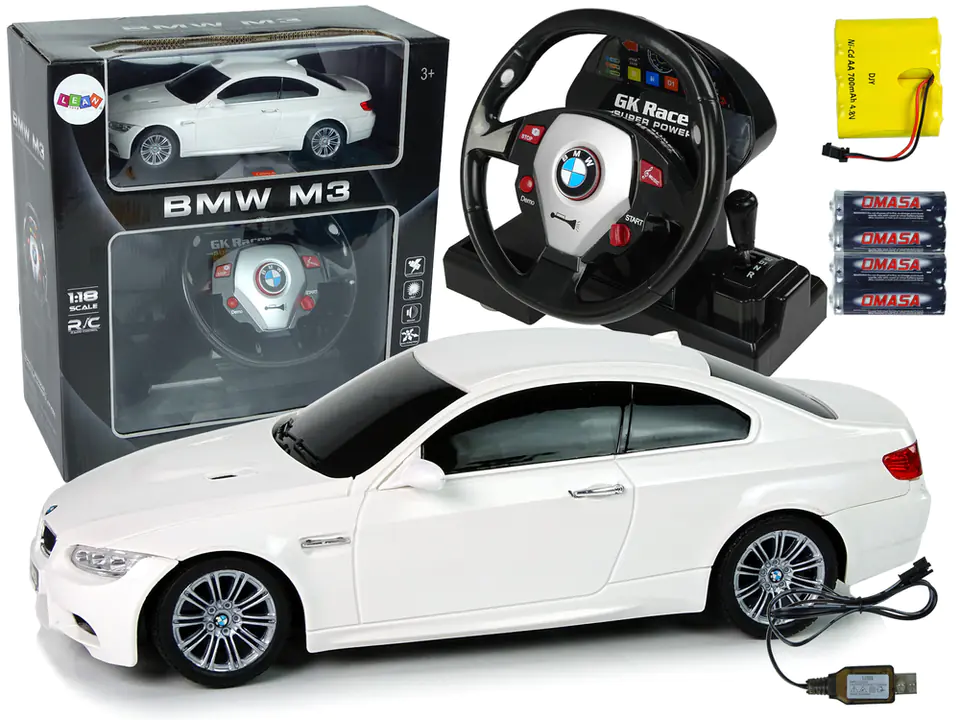 ⁨Auto Remote Control BMW M3 White 2.4 G Remote Control Steering 1:18 Sound Light⁩ at Wasserman.eu