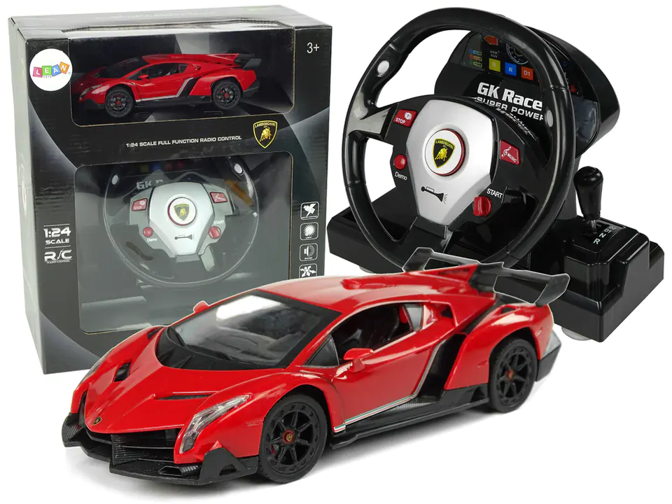 ⁨Auto Zdalnie Sterowane Lamborghini Veneno Czerwony 2,4 G Pilot Kierownica Dźwięk Światła 1:24⁩ w sklepie Wasserman.eu