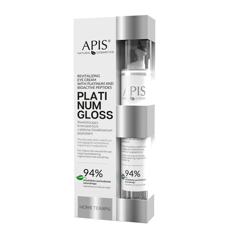 ⁨Apis home terapis platinum gloss rewitalizujący krem pod oczy z platyną i bioaktywnymi peptydami 10 ml⁩ w sklepie Wasserman.eu