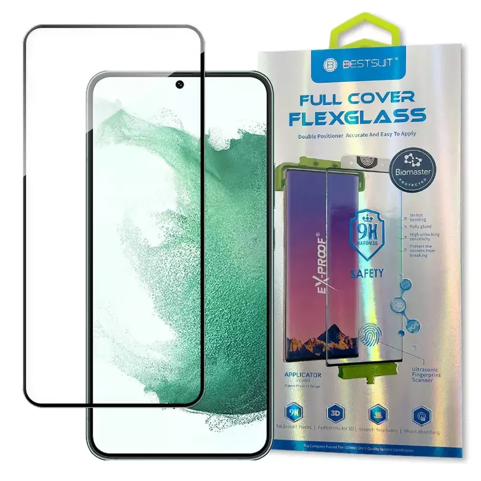 ⁨Bestsuit 3D Edge Nano Flexi Glass folia szklana szkło hartowane na cały ekran z ramką Samsung Galaxy S22+ (S22 Plus) przezroczysty⁩ w sklepie Wasserman.eu