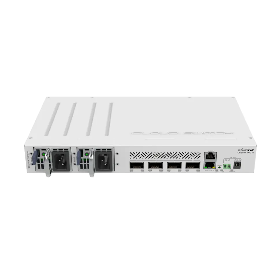 ⁨MIKROTIK CRS504-4XQ-IN 100 GIGABIT SWITCH, 1X FE, 4X 100G QSFP28, ROUTEROS 5⁩ w sklepie Wasserman.eu