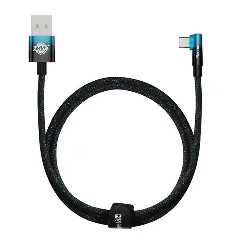 ⁨Kabel USB do USB-C kątowy Baseus Elbow 1m 100W (czarno-niebieski)⁩ w sklepie Wasserman.eu