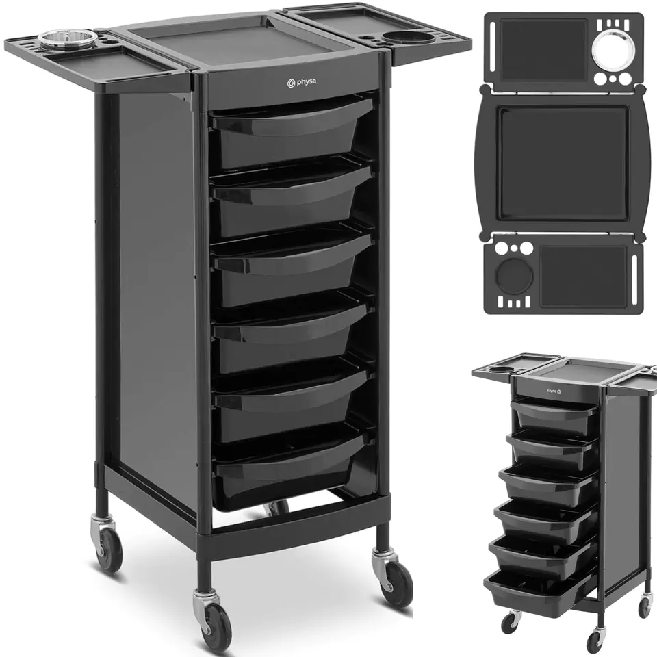 ⁨Hairdresser's assistant trolley with dryer holder 6 drawers shelf 420 x 390 mm⁩ at Wasserman.eu