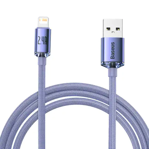 ⁨USB cable for Lightning Baseus Crystal Shine, 2.4A, 2m (purple)⁩ at Wasserman.eu