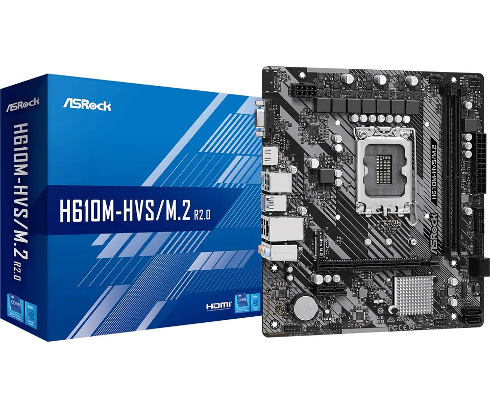 ⁨Asrock H610M-HVS/M.2 R2.0 Intel H610 LGA 1700 micro ATX⁩ at Wasserman.eu