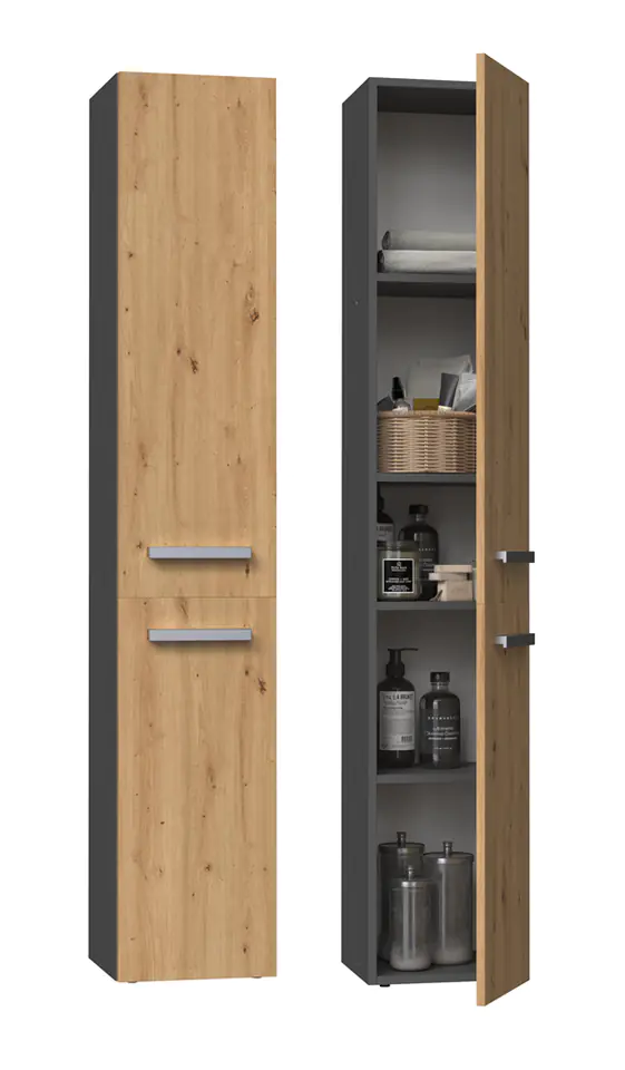 ⁨BATHROOM CABINET BOOKCASE NEL II ANTHRACITE OAK ARTISAN⁩ at Wasserman.eu