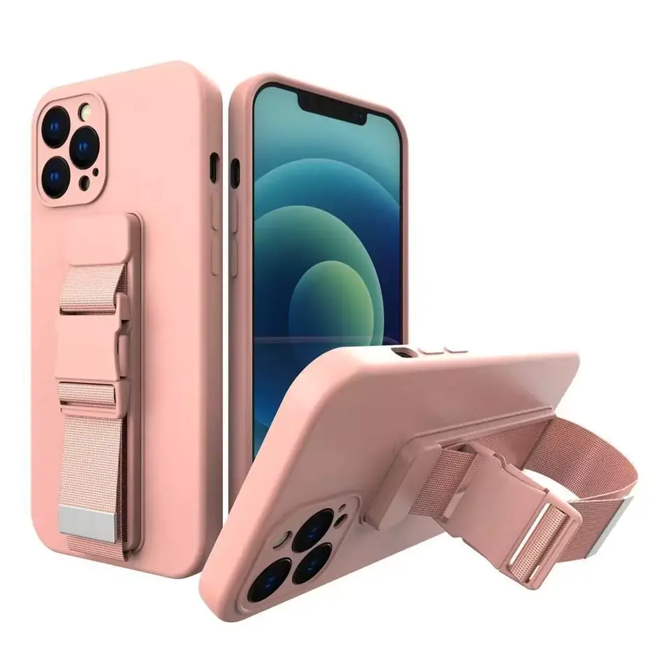 ⁨Rope Case silikonowe etui ze smyczą torebka smycz pasek do Samsung Galaxy A73 różowy⁩ w sklepie Wasserman.eu