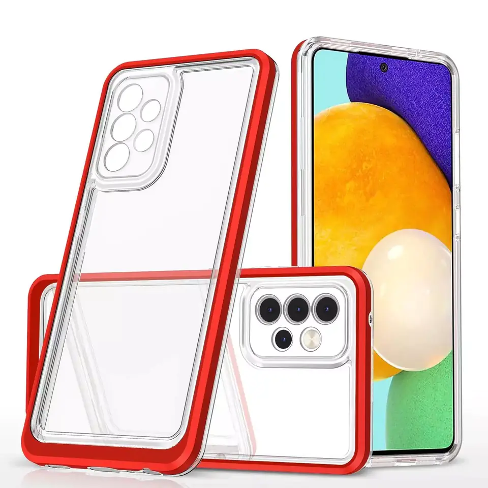 ⁨Clear 3in1 Case for Samsung Galaxy A33 5G Gel Cover with Frame Red⁩ at Wasserman.eu