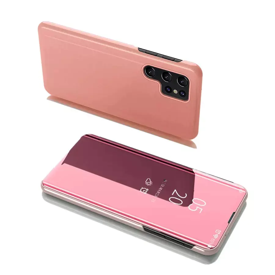 ⁨Clear View Case futerał etui z klapką Samsung Galaxy S22 Ultra różowy⁩ w sklepie Wasserman.eu