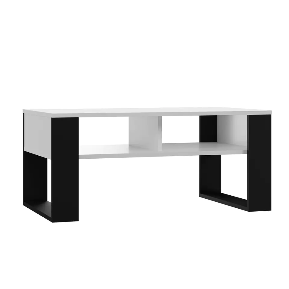 ⁨COFFEE TABLE BENCH MODERN 2P WHITE / BLACK⁩ at Wasserman.eu