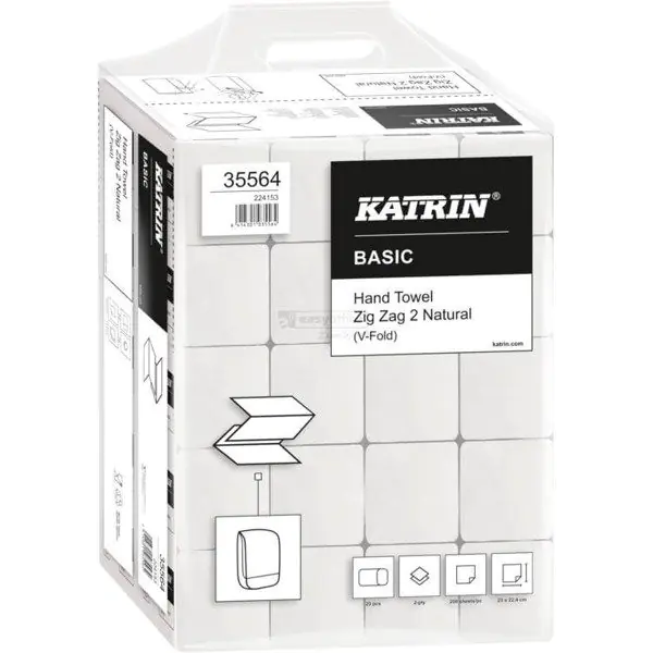 ⁨ZZ V-FOLD Katrin Basic towel white 2w waste paper 16g/m2 23x22,4cm 35564/561667 4000skł ZIG ZAG 2⁩ at Wasserman.eu