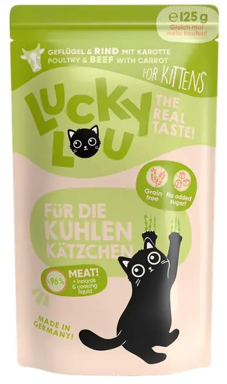 ⁨Lucky Lou Lifestage Kitten Drób i wołowina saszetka 125g⁩ w sklepie Wasserman.eu