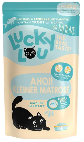 ⁨Lucky Lou Lifestage Kitten Drób i pstrąg saszetka 125g⁩ w sklepie Wasserman.eu