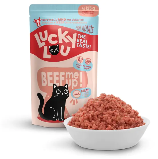 ⁨Lucky Lou Lifestage Adult Drób i wołowina saszetka 125g⁩ w sklepie Wasserman.eu