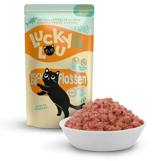 ⁨Lucky Lou Lifestage Adult Drób i pstrąg saszetka 125g⁩ w sklepie Wasserman.eu