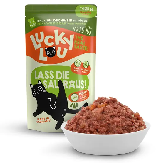 ⁨Lucky Lou Lifestage Adult Wołowina i dzik saszetka 125g⁩ w sklepie Wasserman.eu