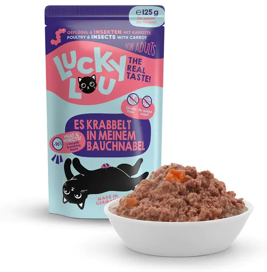 ⁨Lucky Lou Lifestage Adult Drób i owady saszetka 125g⁩ w sklepie Wasserman.eu