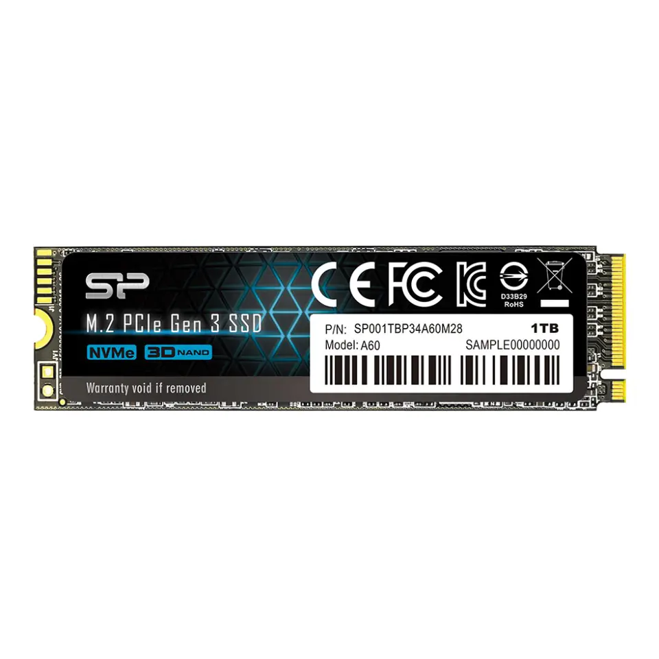 ⁨Dysk SSD Silicon Power A60 1TB M.2 PCIe NVMe Gen3x4 TLC 2200/1600 MB/s (SP001TBP34A60M28)⁩ w sklepie Wasserman.eu