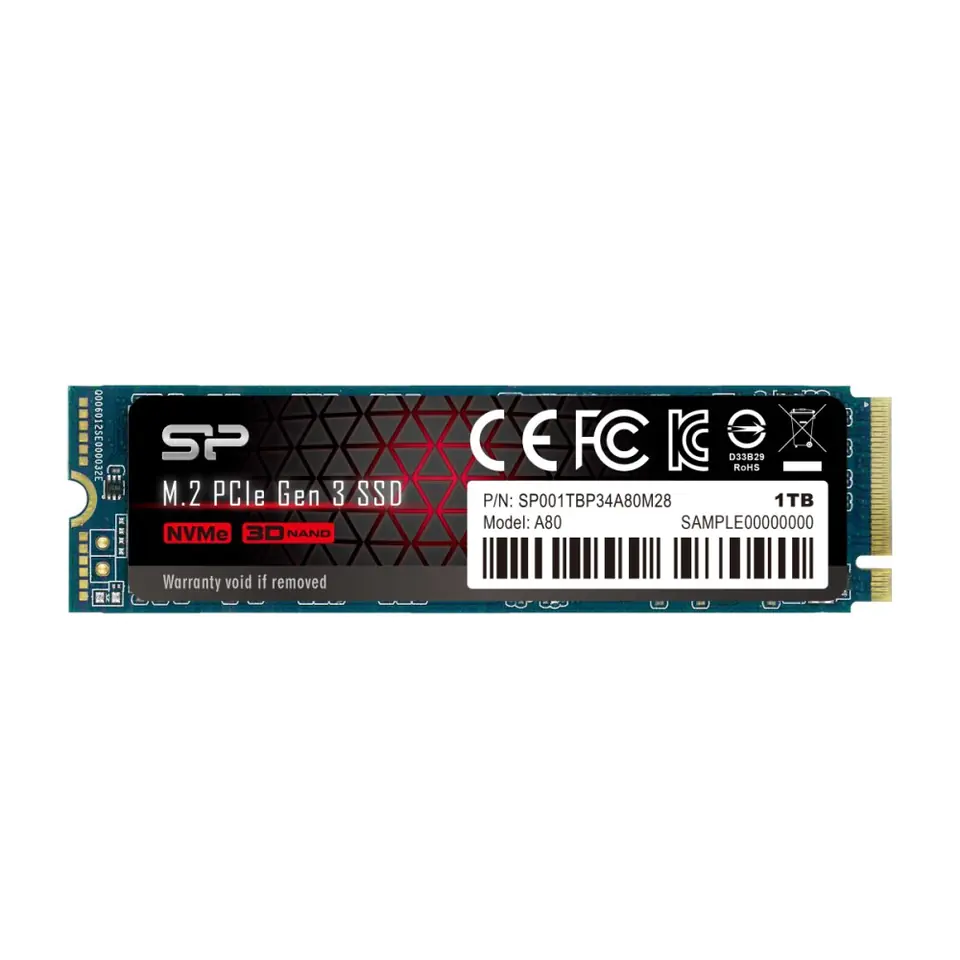 ⁨Silicon Power A80 1TB M.2 PCIe NVMe Gen3x4 TLC 3400/3000MB/s SSD (SP001TBP34A80M28)⁩ at Wasserman.eu