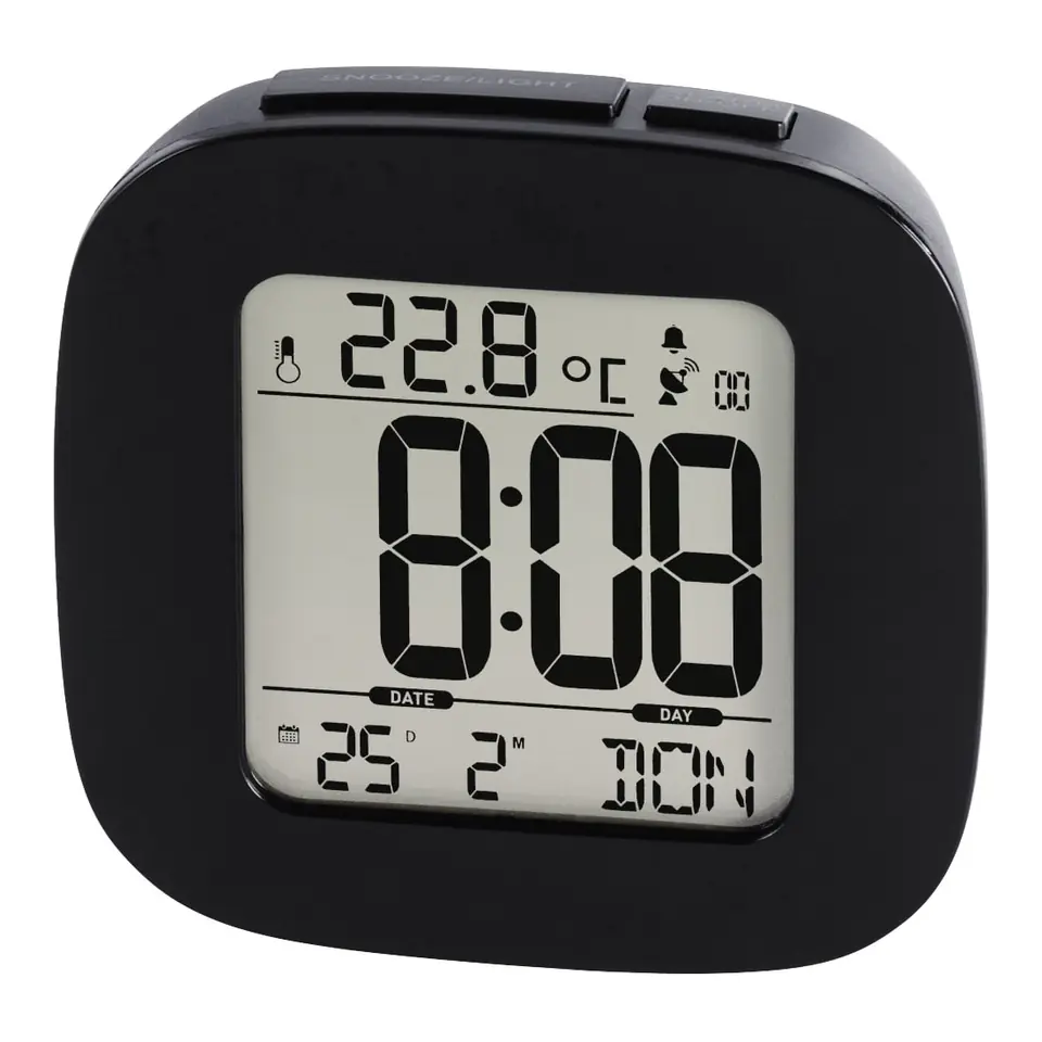 ⁨Zegar DCF z budzikiem RC45 czarny⁩ w sklepie Wasserman.eu