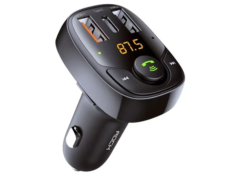 ⁨Charger Rock B301 Bluetooth FM transmitter 2xUSB USB-C Type C 36W Black⁩ at Wasserman.eu