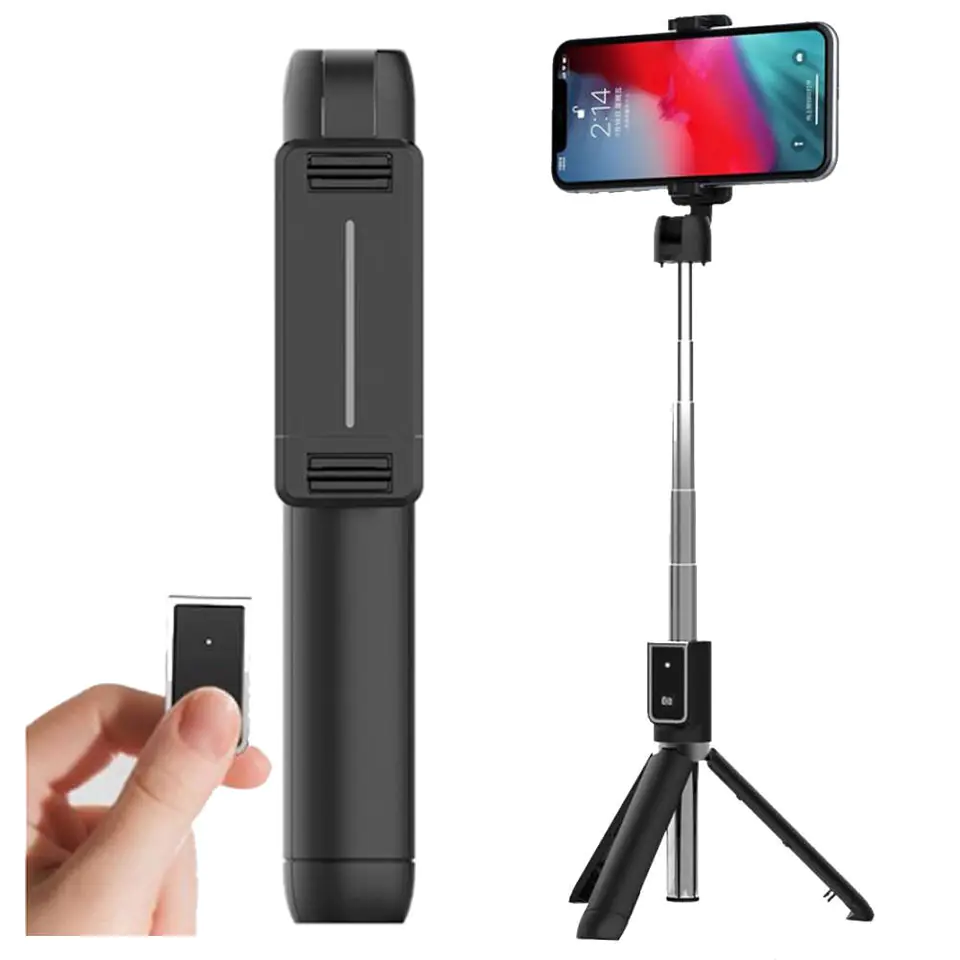 ⁨Uchwyt Selfie Stick Tripod P50 na telefon kijek do zdjęć + Pilot Bluetooth Czarny⁩ w sklepie Wasserman.eu