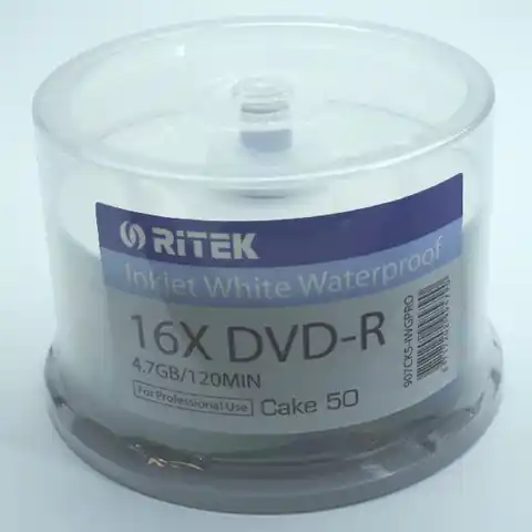 ⁨TRAXDATA RITEK DVD-R 4,7GB 16X PRINTABLE GLOSSY INK/THERMAL WATERPROOF CAKE*50  907EXWPDMRTK1⁩ w sklepie Wasserman.eu
