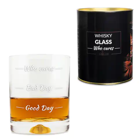 ⁨Whiskey glass Who cares birthday gift⁩ at Wasserman.eu